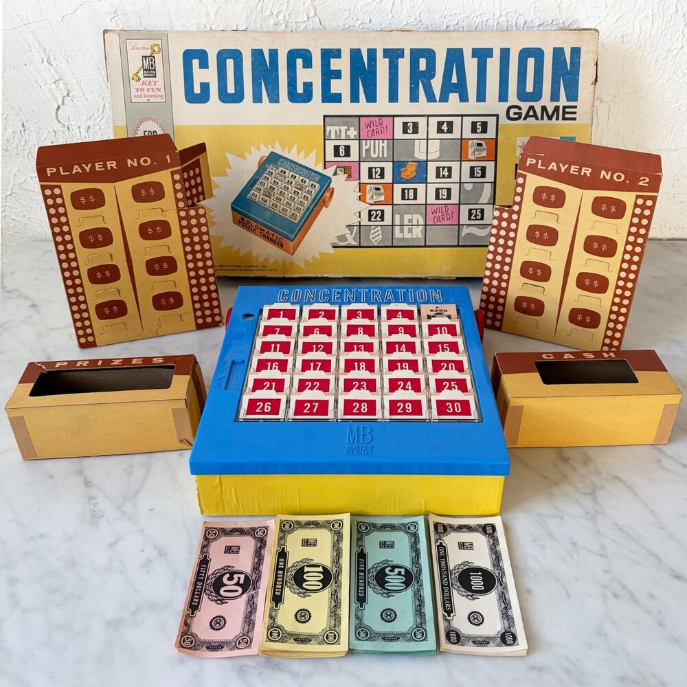 Vintage 1961 Concentration Game Milton Bradley 4th Edition #4950 Near Complete